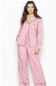 victoria secret satin long pyjamas pink size Xs