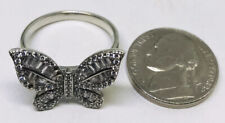 4.2g 925 STERLING SILVER BUTTERFLY PAVE MARKED RING FINE SIZE 9 ISSUE MISSING!!!