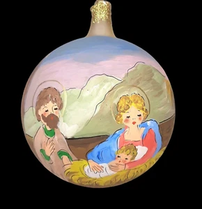 Belén Adorno Navidad Pintado a Mano 4.5 En Sagrada Familia Firmado - Imagen 1 de 10