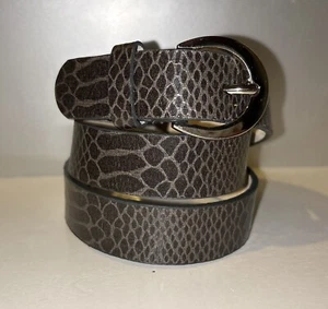 Nine West Gray Faux Snake Skin Silver Linked Belt Sz Medium 620017 - Picture 1 of 8