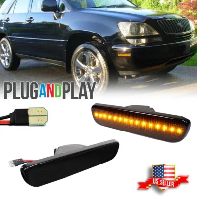 Smoked Lens Amber LED Front Fender Side Marker Lights For 1999-2003 Lexus RX300 - Image 1 of 4