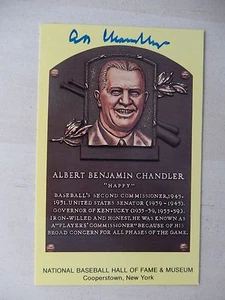 Postal autografiada del Salón de la Fama de Happy Chandler de 3 1/2" X 5 1/2" - Imagen 1 de 3