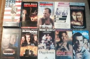 Lot of 10 ACTION THRILLER VHS Tapes - Black Dog Dr No Diggstown Rapid Fire + - Imagen 1 de 1