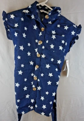 Kensie Girls Solid Blue With Stars  Button Dress Dress  Size 6X NWTags Free Ship - Image 1 of 4