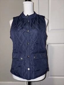 New Directions NWT Quilted Puffer Vest Women’s Size Small Navy Blue Snap Closure - Picture 1 of 8