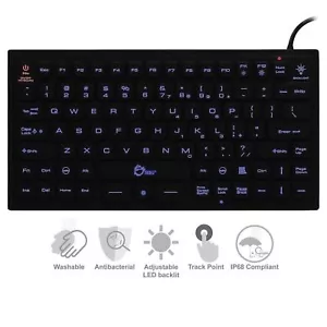 SIIG JK-US0911-S1 Ind Medical Washable 89-Key Backlit Keyboard w Pointing Device - Picture 1 of 8