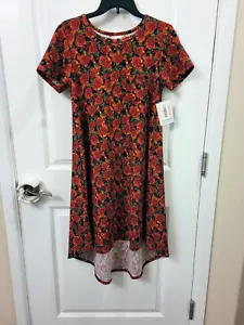 NWT LuLaRoe Carly Dress XS Raspberry Red Roses [Amelia Material!] - Picture 1 of 4