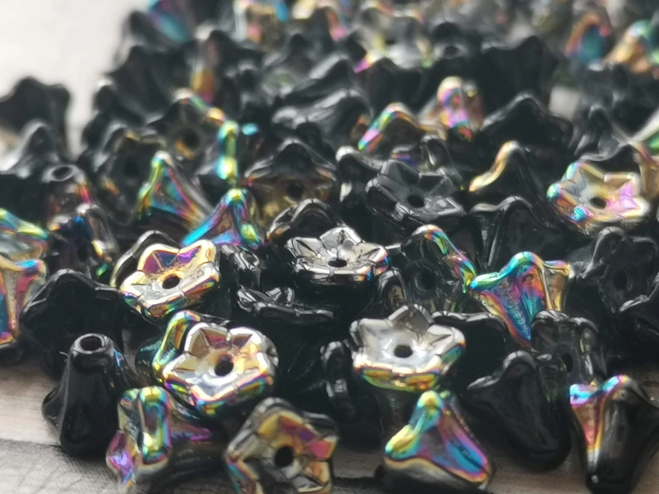 40 Czech glass small bell flower beads 5x6 mm - select color - Image 1 of 1