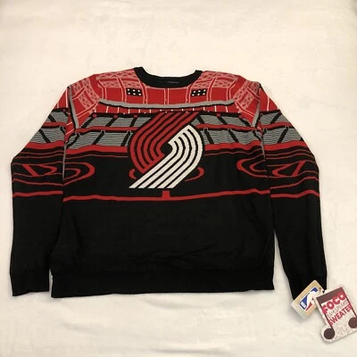Portland Trailblazers FOCO Ugly Christmas Speaker Light Up Sweater Mens Size 2XL - Image 1 of 4