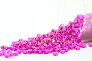 Miyuki Round Rocailles 11/0 Silver Lined Bright Pink Seed Beads RR-1340 - Picture 1 of 2