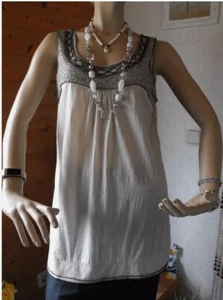 ❤️ PROMOD Damen Longtop Tunika Ethno Boho Hippie Pailletten M 38 40 Top ❤️ - Bild 1 von 2