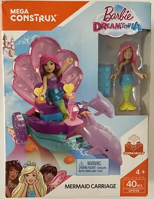 Mega Construx Barbie Dreamtopia Mermaid Carriage Building Kit Playset 40 PCS New - Image 1 of 3