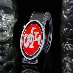 SAN FRANCISCO 49ERS BELT Silver Buckle w/ Belt (Belt Size 39/Adj. size 36-42) - Picture 1 of 5