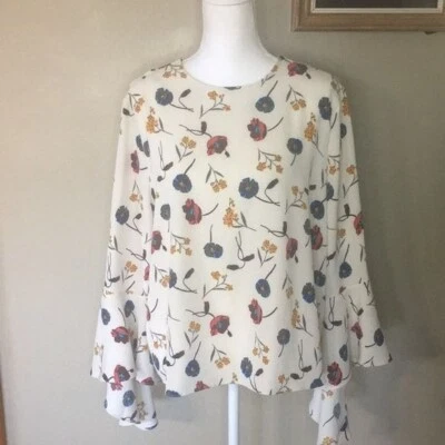 Blusa Carmen Marc Valvo Floral Manga Campana Foto 1 de 4