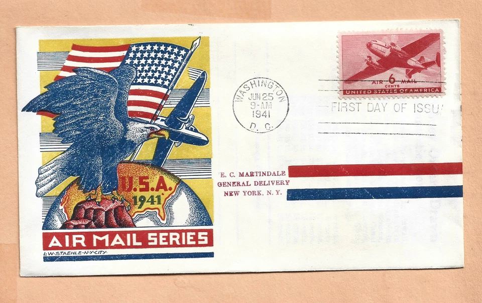 STAEHLE C25 U.S AIR MAIL FDC JUN 25,1941 WASH DC+ - Image 1 of 1