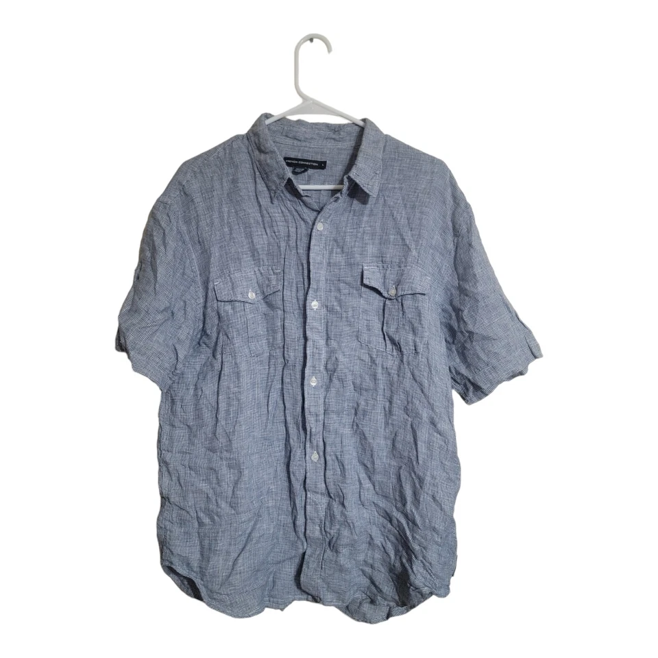 Camisa French Connection Para Hombres L L L Lino Resort Club de Vacaciones Festival Pata de Gallo  Foto 1 de 4