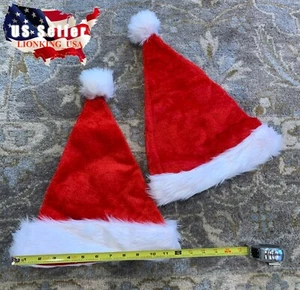 2 x Adult Kids Santa Hat Christmas Cap Costume Party Costume Unisex One Size - Picture 1 of 2