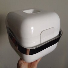 80’s Retro Scarce Cool White Cube, Pozzi For Guzzini ‘Amanda’ Ice Bucket & Tongs