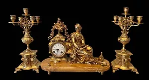 Splendido Trittico Impero in Bronzo Dorato con Base in Marmo – Eleganza senza te - Bild 1 von 20