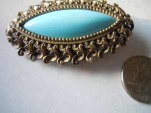 Impresionante broche decorativo de ley esterlina de colección azul claro piedra ovalada - Imagen 1 de 4