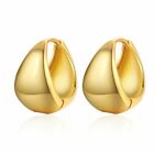 24K Gold Plated Ear Buckle Women's 925 Sterling Silver Hoop Huggie Earrings