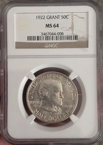 1922 50C Grant Memorial Commemorative Silver Half Dollar NGC MS64 Free Shipping - Picture 1 of 2
