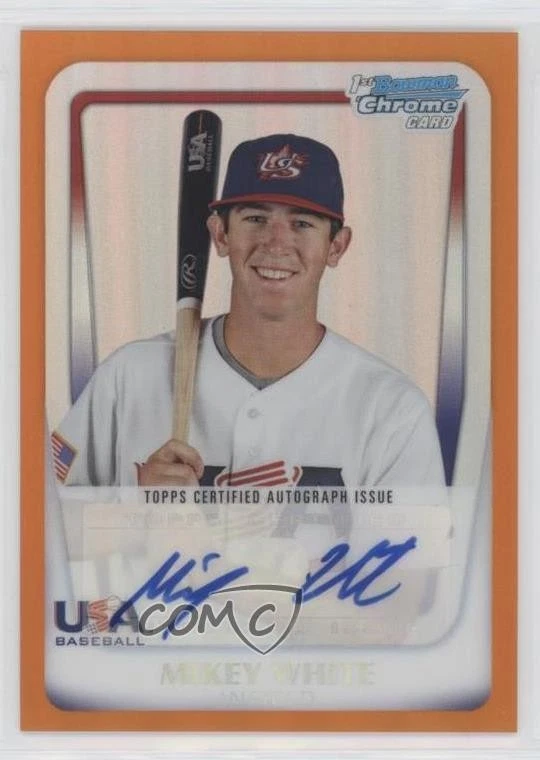 2011 Bowman Chrome USA 18U National Team Refractors Orange /25 Mikey White Auto - Image 1 of 2