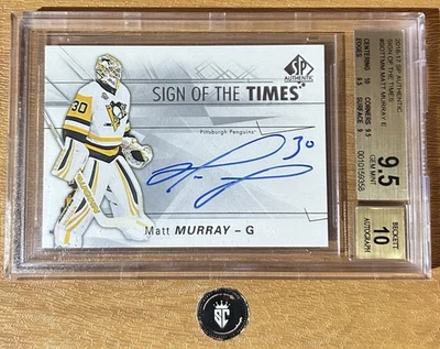 Matt Murray BGS 9.5/Auto 10 - 2016-17 Upper Deck SP Authentic Sign Of The Times - Image 1 of 3