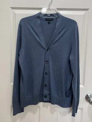 BANANA REPUBLIC Silk Cotton Cashmere Cardigan Mens Large Button Up Blue Preppy - Image 1 of 4