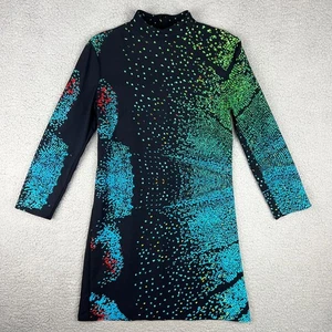 Abito Akris Punto donna 4 nero blu farfalla ala finto collo manica lunga 1 - Foto 1 di 11