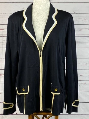 Exclusively Misook Blazer Jacket Size XL Black Career Professional Classic - Image 1 of 4