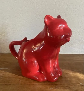 Rote Keramik Katze Milchkännchen/Krug 4,75" hoch - Bild 1 von 8
