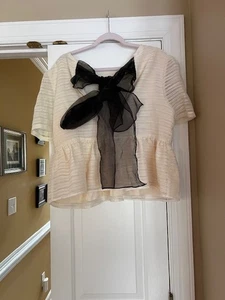 Neu mit Etikett Anthropologie Sunday in Brooklyn transparente Bluse mit Schleife hinten weiß Größe XL Petite - Bild 1 von 6