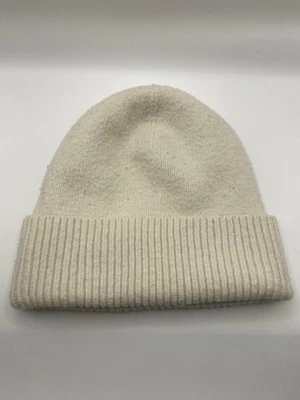 Chapéu gorro H&M marfim branco malha com nervuras macio quente inverno acessório tamanho único - Imagem 1 de 4