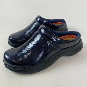 ClarksPro Clog Womens US 7 W Navy Blue Verni Marine Slip-On Cushioned Shoes - Picture 1 of 16