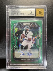 2020 Panini Prizm Jalen Hurts Rookie Autograph Green Scope Auto #/75 BGS 9 PMJS