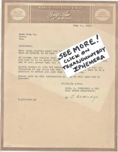 1921 LETTERHEAD ROBERT N CHARLES INGERSOLL WATCHES Chicago ILLinois T Aldridge - Picture 1 of 1