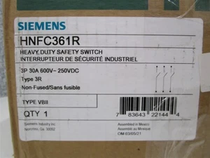 SIEMENS HNFC361R Heavy Duty Safety Switch 3P 30A 600V NEW - Picture 1 of 3