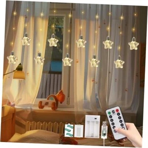 Star Curtain Lights, 300 LED Star String Lights Battery Operated with Remote - Picture 1 of 7