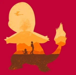 Pokemon GO Charmander Artistic Silhouette Satire Teefury Ladies Large Shirt NEW - Picture 1 of 1