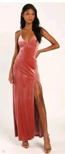 LULUS Promise Of Forever Dusty Rose Velvet Column Maxi Dress Size XL**NWOT - Picture 1 of 14