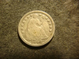 1848 Solid Seated Liberty Half Dime Nice Rims Decent Coin NCX - Picture 1 of 3