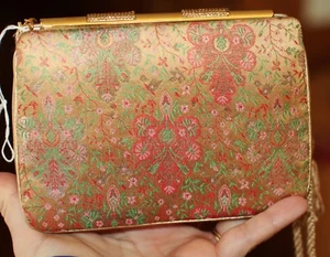 Judith Leiber ASIAN SILK TAPESTRY FLORAL FLOWER CHIN HANDBAG SHOULDER Bag Purse - Picture 1 of 11