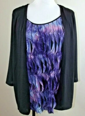 SUÉTER CÁRDIGAN ESTILO SIN ESFUERZO por Citiknits con TOP CON VOLANTES - Talla MEDIANA Foto 1 de 4