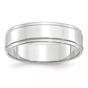 10k White Gold 6mm Flat with Step Edge Wedding Band Ring for Men Size 12.5 - Picture 1 of 4