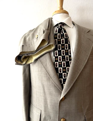 Vintage 60's Cricketeer Suit Men's 41R - 38W x 30L Beige Gold Button Union USA - Image 1 of 4