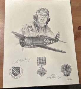 SIGNIERT 11x14 limitierte nummerierte Auflage #64 von 100, von 325 FG Ace Bob Barkey - Bild 1 von 1