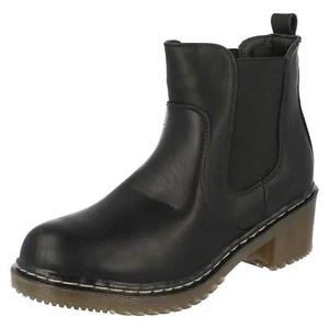Ladies F50413 Black pull on ankle boot with side Gusset By spot on sale - Picture 1 of 8