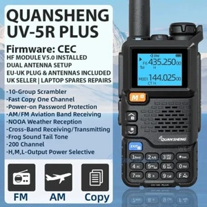 Quansheng UV-5R Plus CEC HF 0MHz-1.3GHz FM AM SSB CW HAM Radio Transceiver - Picture 1 of 10