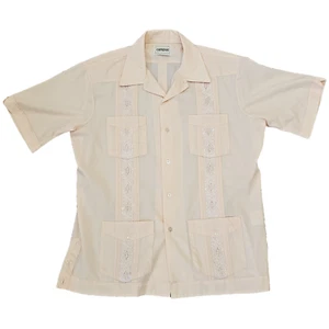 Camisa Campus Guayabera Vintage Talla Grande Melocotón Bordada Panamá 4 Bolsillos - Imagen 1 de 13